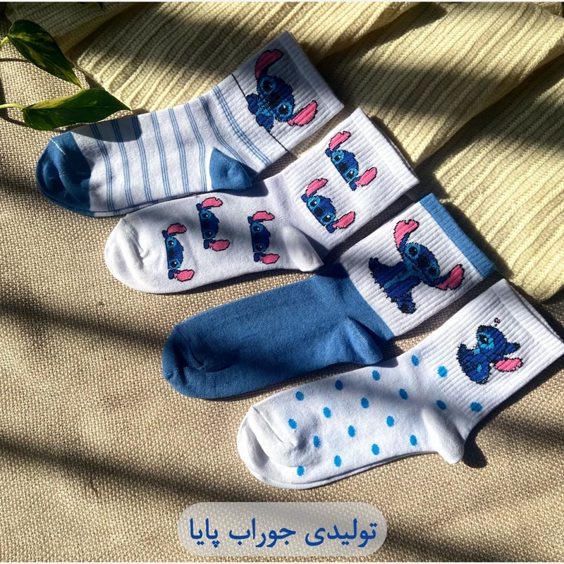 خرید جوراب دخترانه طرح استیچ نیمساق - ارسال فوری از جوراب پایا