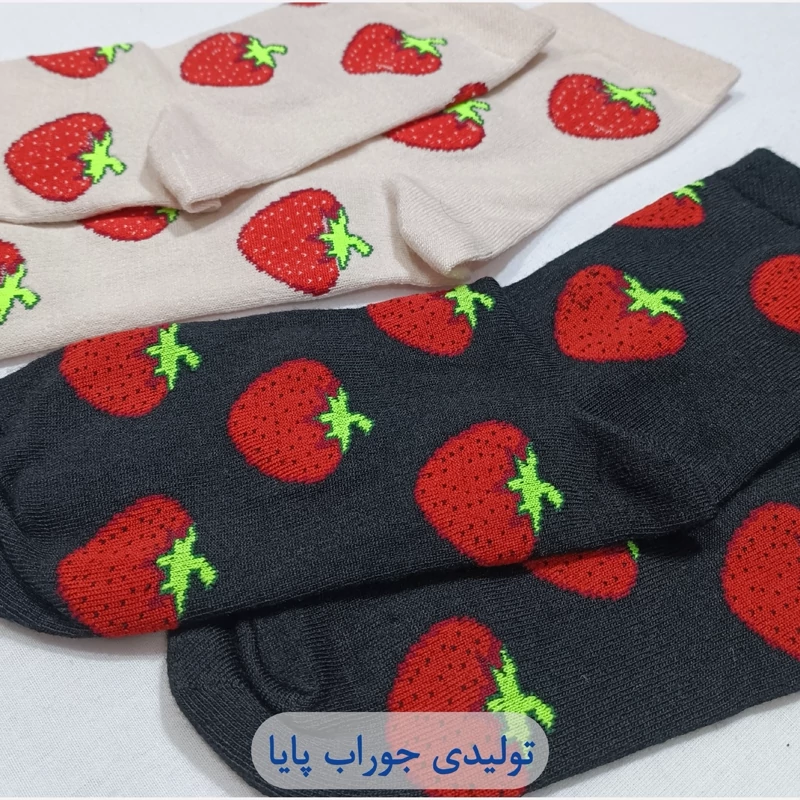 جوراب دخترانه پک 6تایی توت فرنگی