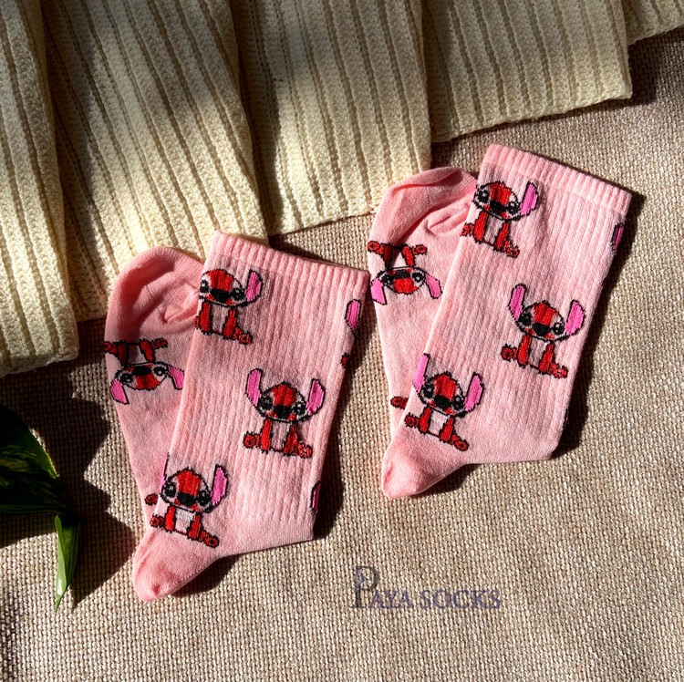 جوراب دخترانه ساقدار فانتزی با طرح استیچ